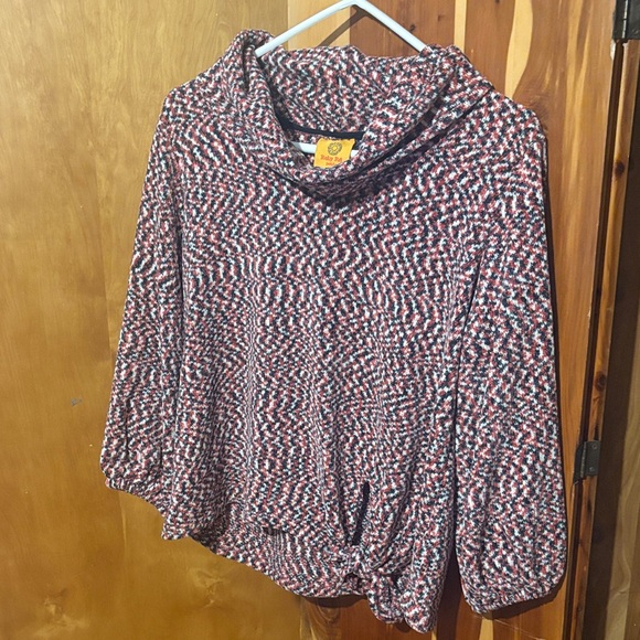 Ruby Rd. Sweaters - Ruby Rd. Red and White Cowl Neck Sweater